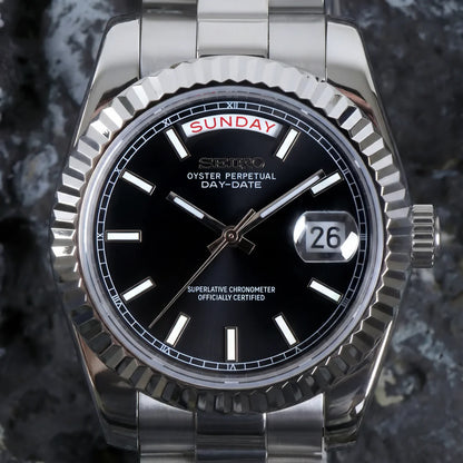 DD-President "Black" - Reloj personalizado con cristal de zafiro y acero inoxidable 316L | XP Watch Co.
