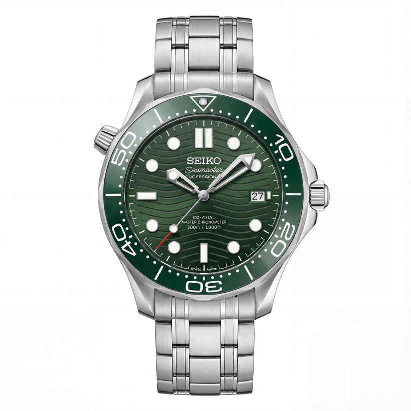 Mod Seamaster Diver Green - Reloj personalizado con movimiento automático NH35 y cristal de zafiro | XP Watch Co.
