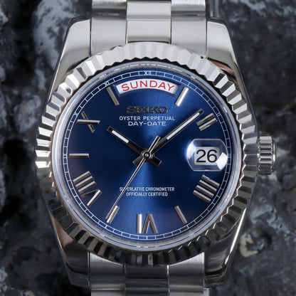 DD-President "Royal Blue Roman" - Reloj personalizado con cristal de zafiro y acero inoxidable 316L | XP Watch Co.
