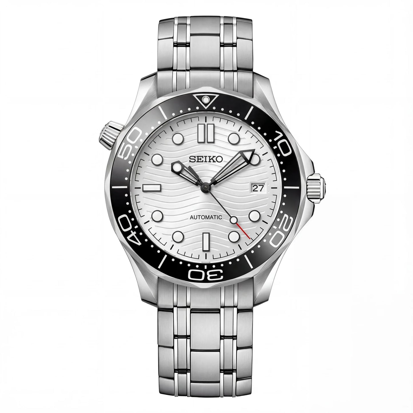 Mod Seamaster Diver White - Bond 007 - Reloj personalizado con cristal de zafiro y acero inoxidable 316L | XP Watch Co.