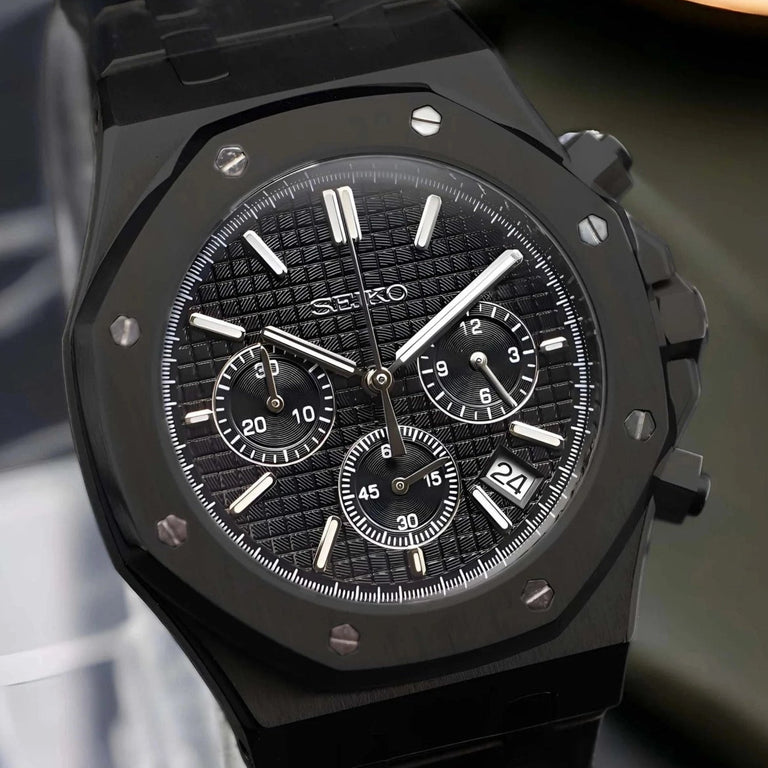 ROAK Chronograph "Black Panther" - Reloj personalizado con cronógrafo VK63 y cristal de zafiro | XP Watch Co.