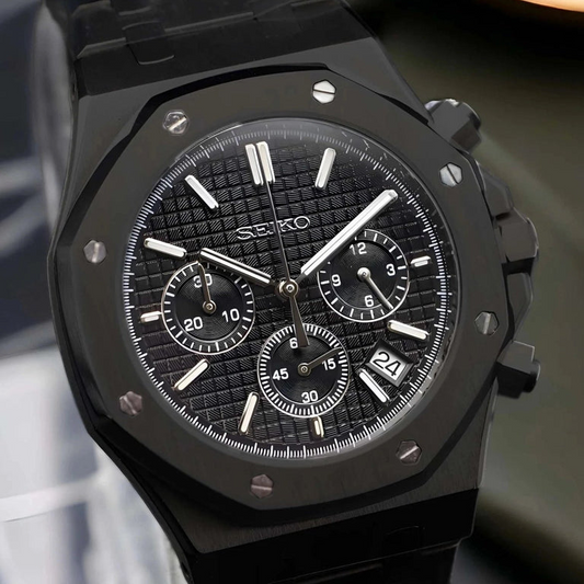 ROAK Chronograph "Black Panther" - Reloj personalizado con cronógrafo VK63 y cristal de zafiro | XP Watch Co.