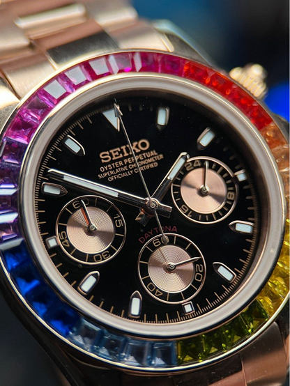 D-Racing "Rainbow" Rose Gold - Reloj personalizado con cristal de zafiro y acero inoxidable 316L | XP Watch Co.