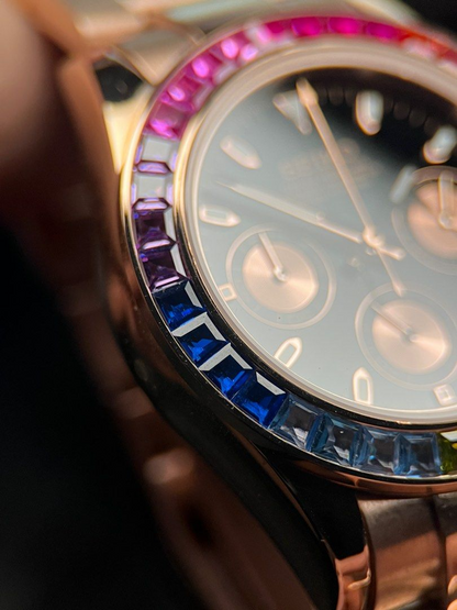 D-Racing "Rainbow" Rose Gold - Reloj personalizado con cristal de zafiro y acero inoxidable 316L | XP Watch Co.