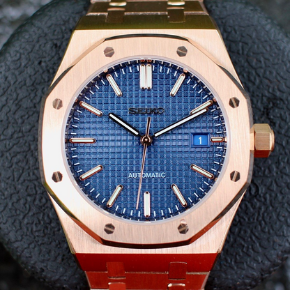 ROAK "Gold" Blue - Reloj personalizado con movimiento automático NH35 y cristal de zafiro | XP Watch Co.