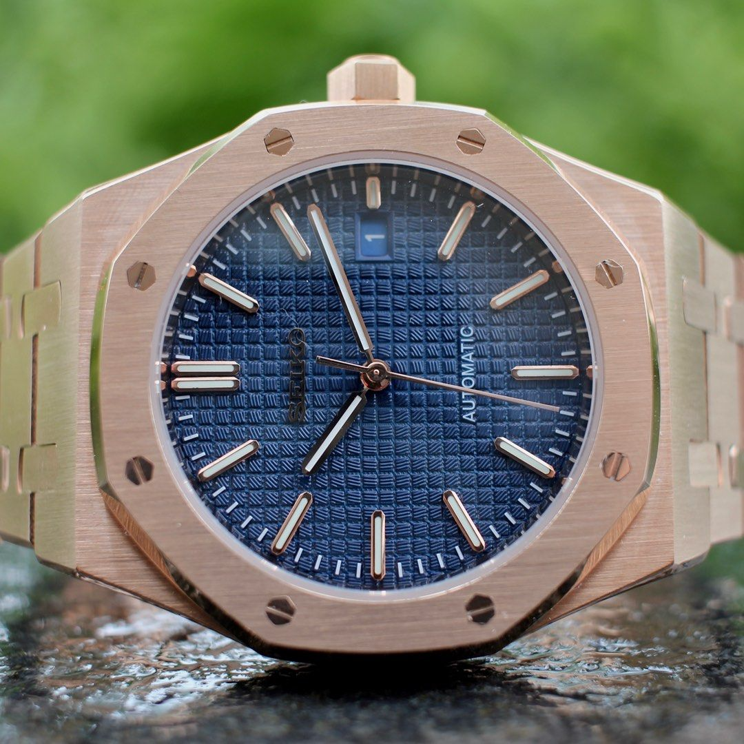 ROAK "Gold" Blue - Reloj personalizado con movimiento automático NH35 y cristal de zafiro | XP Watch Co.