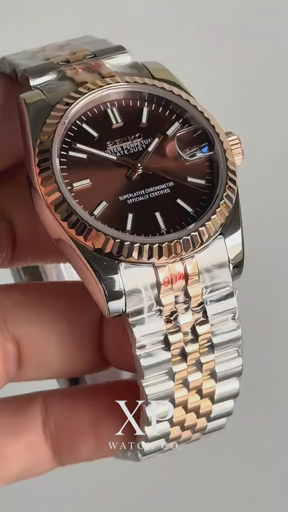 DJ-Fluted "Two Tone Rosegold Brown"