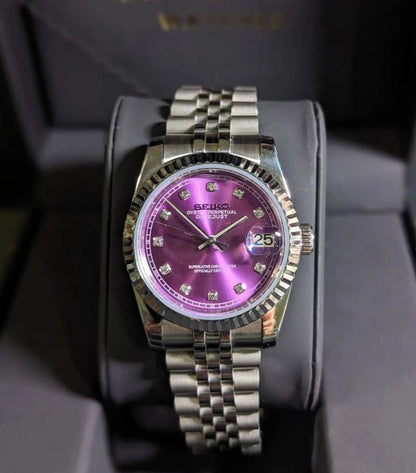 Ladyjust | Purple Diamond - Reloj personalizado con cristal de zafiro y acero inoxidable 316L | XP Watch Co.