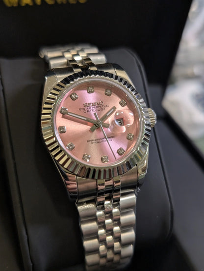 Ladyjust "Pink Diamond" - Reloj personalizado con cristal de zafiro y acero inoxidable 316L | XP Watch Co.