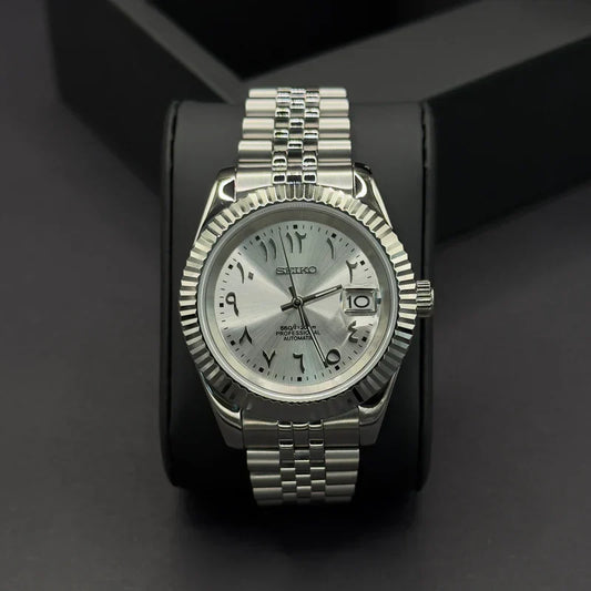 DJ-Fluted Mod "Grey" Árabe - Reloj personalizado con movimiento automático NH35 y cristal de zafiro | XP Watch Co.