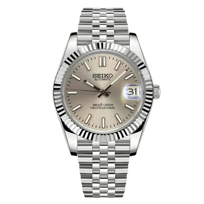DJ-Fluted "Champagne" - Reloj automático personalizado con cristal de zafiro y acero inoxidable 316L | XP Watch Co.