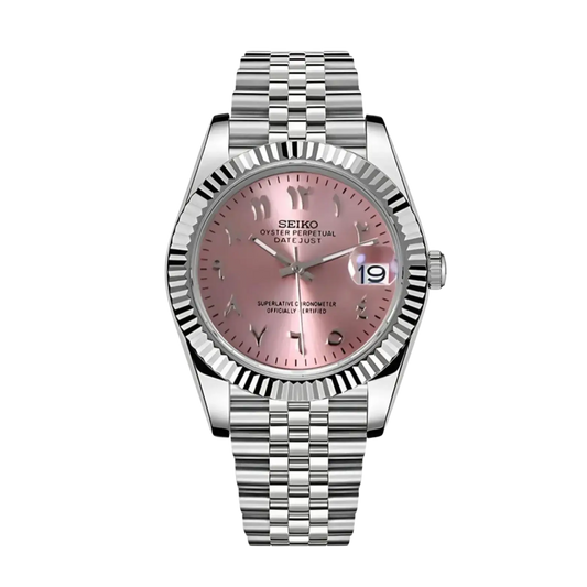 Reloj Automático XP Mod XP Mod DJ-Fluted "Pink" Árabe con movimiento NH70, acero 316L y cristal zafiro | XP Watch Co.