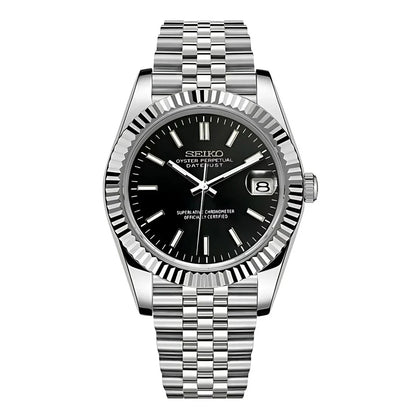 DJ-Fluted "Black" - Reloj personalizado con cristal de zafiro y acero inoxidable 316L | XP Watch Co.