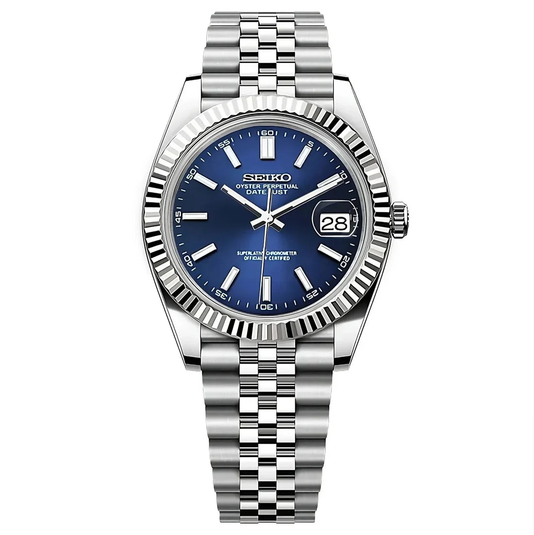 DJ-Fluted "Blue" - Reloj personalizado con movimiento automático NH35 y cristal de zafiro | XP Watch Co.