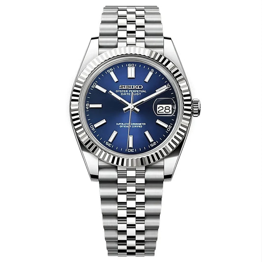 DJ-Fluted "Blue" - Reloj personalizado con movimiento automático NH35 y cristal de zafiro | XP Watch Co.