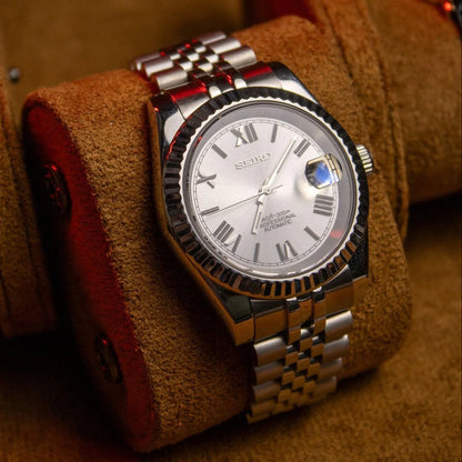 DJ-Fluted "White Roman" - Reloj personalizado con movimiento automático NH35 y cristal de zafiro | XP Watch Co.