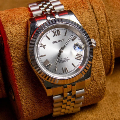 DJ-Fluted "White Roman" - Reloj personalizado con movimiento NH35 y cristal de zafiro | XP Watch Co.