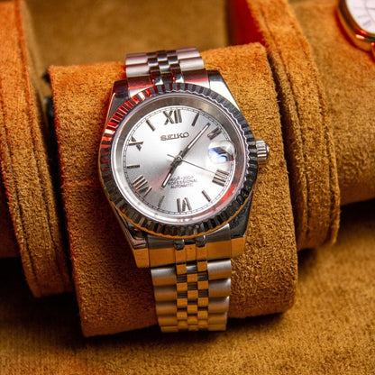 DJ-Fluted "White Roman" - Reloj personalizado con movimiento automático NH35 y cristal de zafiro | XP Watch Co.