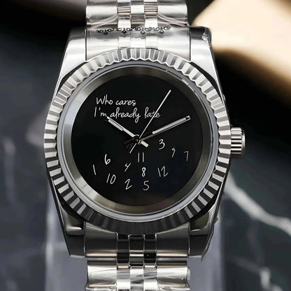 DJ-Fluted "Black" (Who Cares..) - Reloj personalizado con cristal de zafiro y acero inoxidable 316L | XP Watch Co.