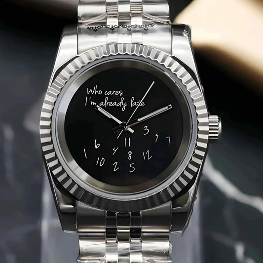 DJ-Fluted "Black" (Who Cares..) - Reloj personalizado con cristal de zafiro y acero inoxidable 316L | XP Watch Co.