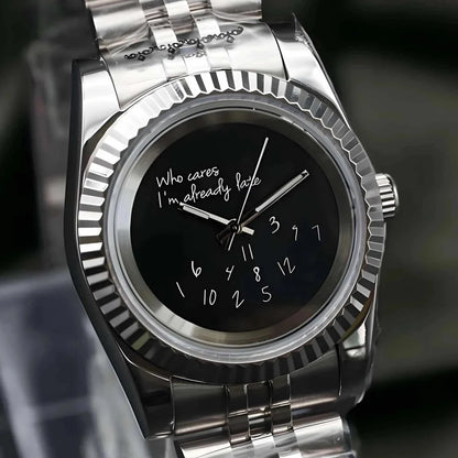 DJ-Fluted "Black" (Who Cares..) - Reloj personalizado con movimiento NH35 y cristal de zafiro | XP Watch Co.