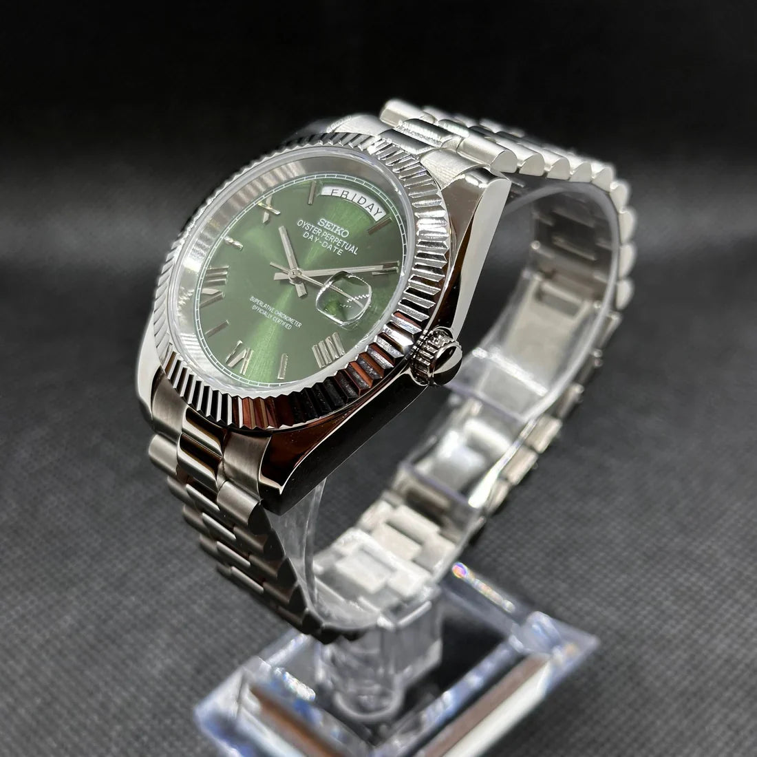 DD-President "Mint Green Roman" con movimiento NH35, cristal zafiro y acero 316L | XP Watch Co.