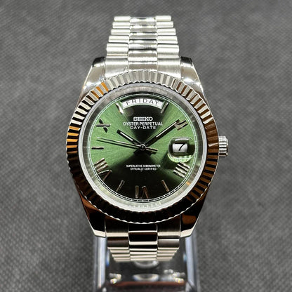 DD-President "Mint Green Roman" con movimiento NH35, acero 316L y cristal zafiro | XP Watch Co.