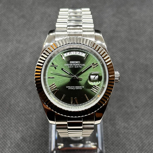 DD-President "Mint Green Roman" con movimiento NH35, acero 316L y cristal zafiro | XP Watch Co.