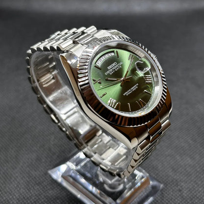 DD-President "Mint Green Roman" con movimiento NH70, cristal zafiro y acero 316L | XP Watch Co.