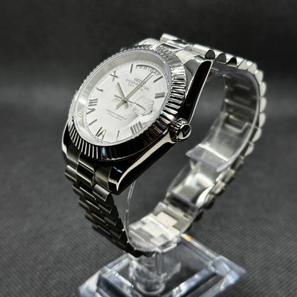 DD-President "Royal White Roman" con movimiento NH35, acero 316L y cristal zafiro | XP Watch Co.