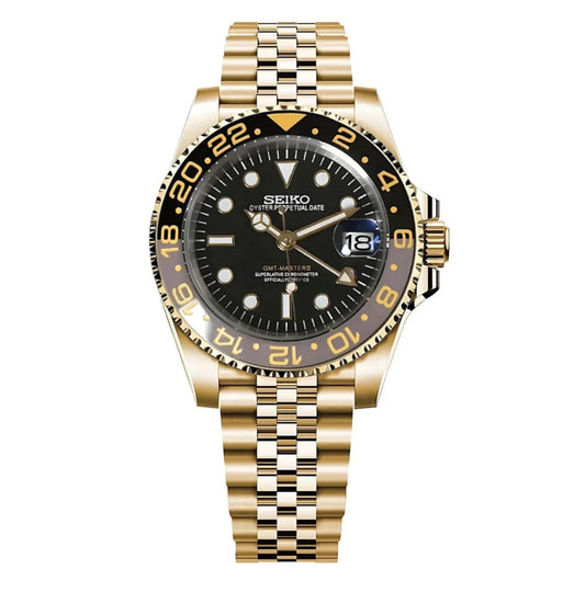 XP Mod XP Mod GMT Dual-Time Dual-Time "Gold" con movimiento NH70, cristal zafiro y acero 316L dorado | XP Watch Co.