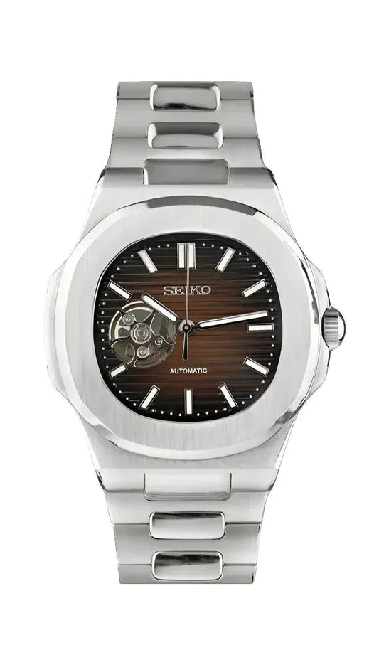Reloj Automático XP Mod XP Mod Nautic "Open Heart" Chocolate - movimiento NH70 automático acero 316L cristal zafiro | XP Watch Co.
