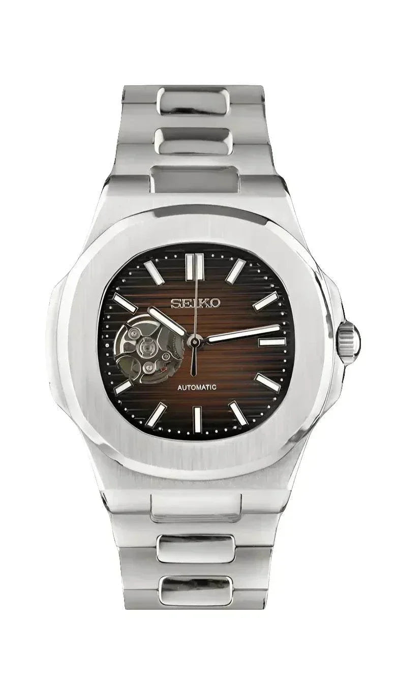 Nautic "Open Heart" Chocolate - Reloj personalizado con movimiento automático NH35 y cristal de zafiro | XP Watch Co.