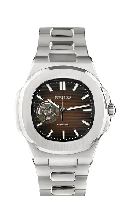 Nautic "Open Heart" Chocolate - Reloj personalizado con movimiento automático NH35 y cristal de zafiro | XP Watch Co.