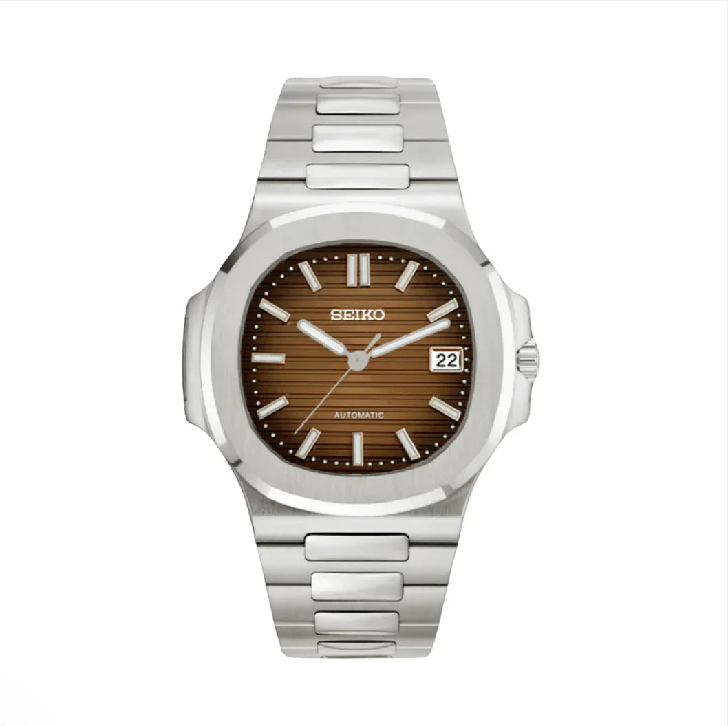 Nautic Mod "Chocolate Brown" - Reloj personalizado con cristal de zafiro y acero inoxidable 316L | XP Watch Co.