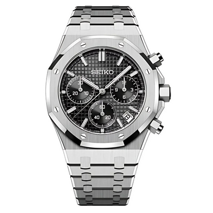 ROAK Chronograph Black - Reloj personalizado con cristal de zafiro y cronógrafo VK63 | XP Watch Co.