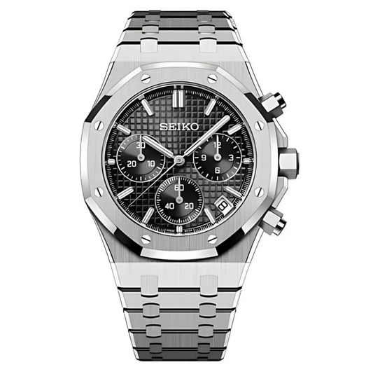 ROAK Chronograph Black - Reloj personalizado con cristal de zafiro y cronógrafo VK63 | XP Watch Co.