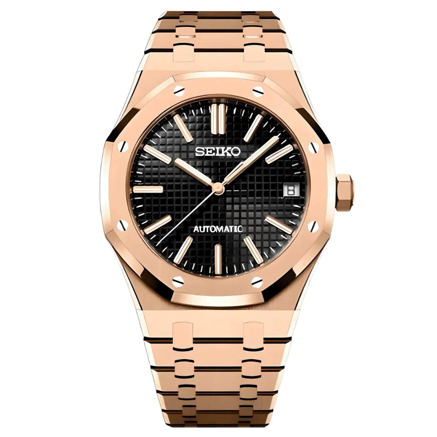 Reloj Automático XP Mod XP Mod ROAK RoseGold "Black dial" con movimiento NH35, cristal zafiro, acero 316L | XP Watch Co.