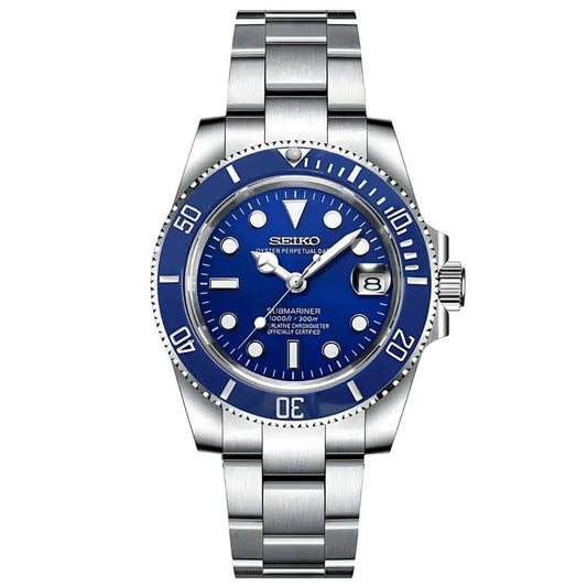 XP Mod Sub-Diver "Silver Blue" (Pitufo) con movimiento NH35, acero 316L y cristal zafiro | XP Watch Co.