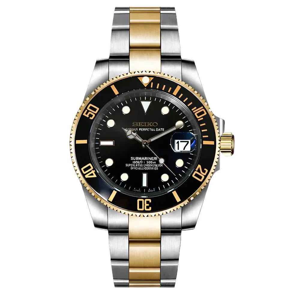 Sub-Diver "Two Tone Black" con movimiento NH35, acero 316L y cristal zafiro | XP Watch Co.