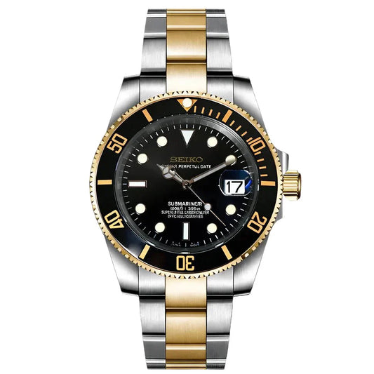 Sub-Diver "Two Tone Black" con movimiento NH35, acero 316L y cristal zafiro | XP Watch Co.