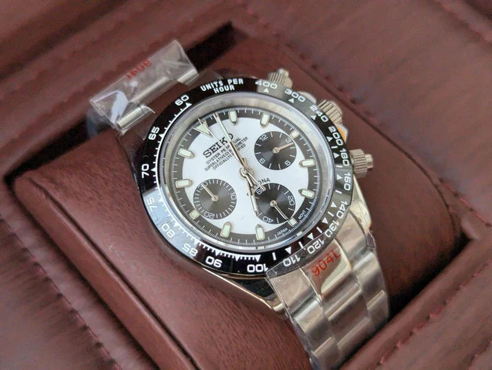 D-Racing "Ceramic White" - Reloj personalizado con cristal de zafiro y cronógrafo VK63 | XP Watch Co.