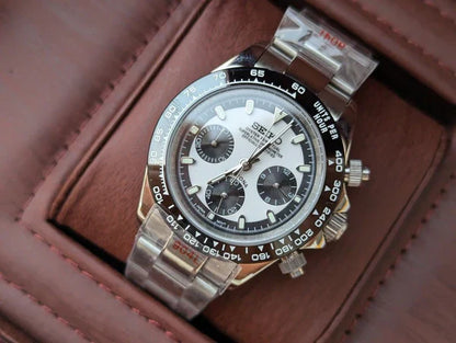 D-Racing "Ceramic White" - Reloj personalizado con cronógrafo VK63 y cristal de zafiro | XP Watch Co.