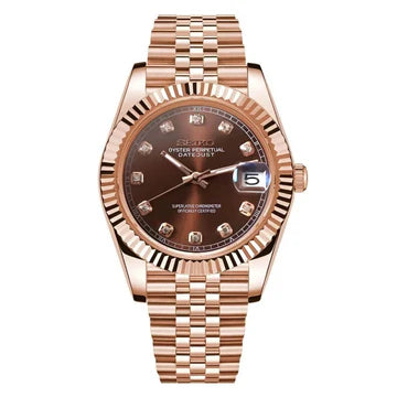 Reloj Automático XP Mod XP Mod DJ-Fluted "Rose Gold Crystal Champagne" con movimiento NH70 automático, cristal zafiro, acero 316L | XP Watch Co.