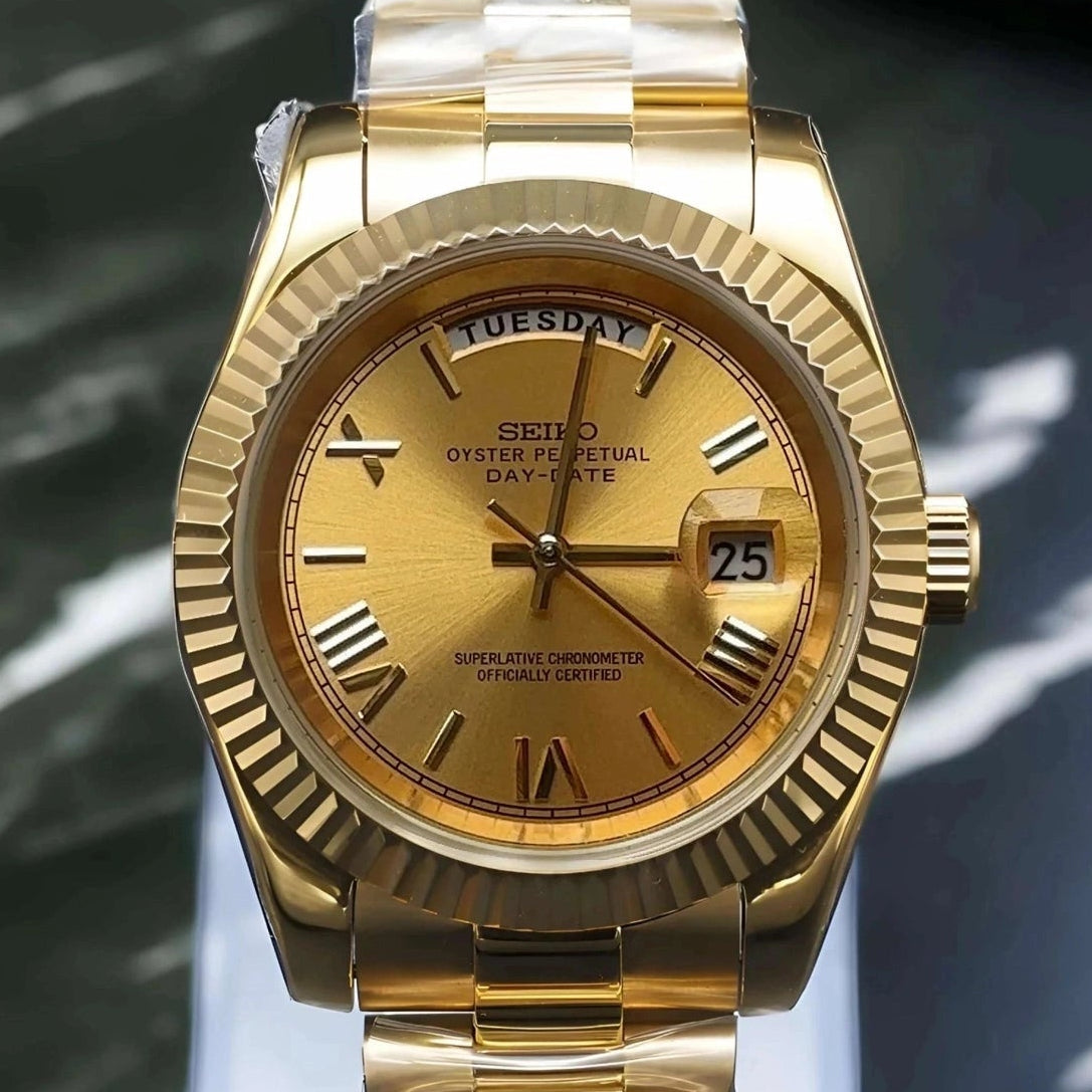 DD-President "Gold Roman" con movimiento NH35, acero 316L y cristal zafiro | XP Watch Co.
