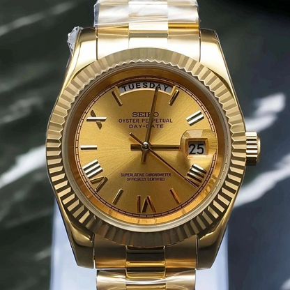DD-President "Gold Roman" con movimiento NH35, acero 316L y cristal zafiro | XP Watch Co.