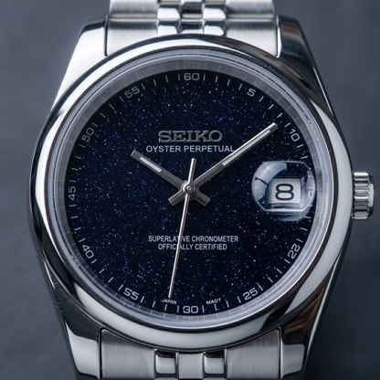DJ-Fluted "Galaxy Black" - Reloj personalizado con cristal de zafiro y acero inoxidable 316L | XP Watch Co.