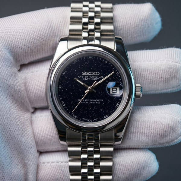 DJ-Fluted "Galaxy Black" - Reloj personalizado con cristal de zafiro y acero inoxidable 316L | XP Watch Co.