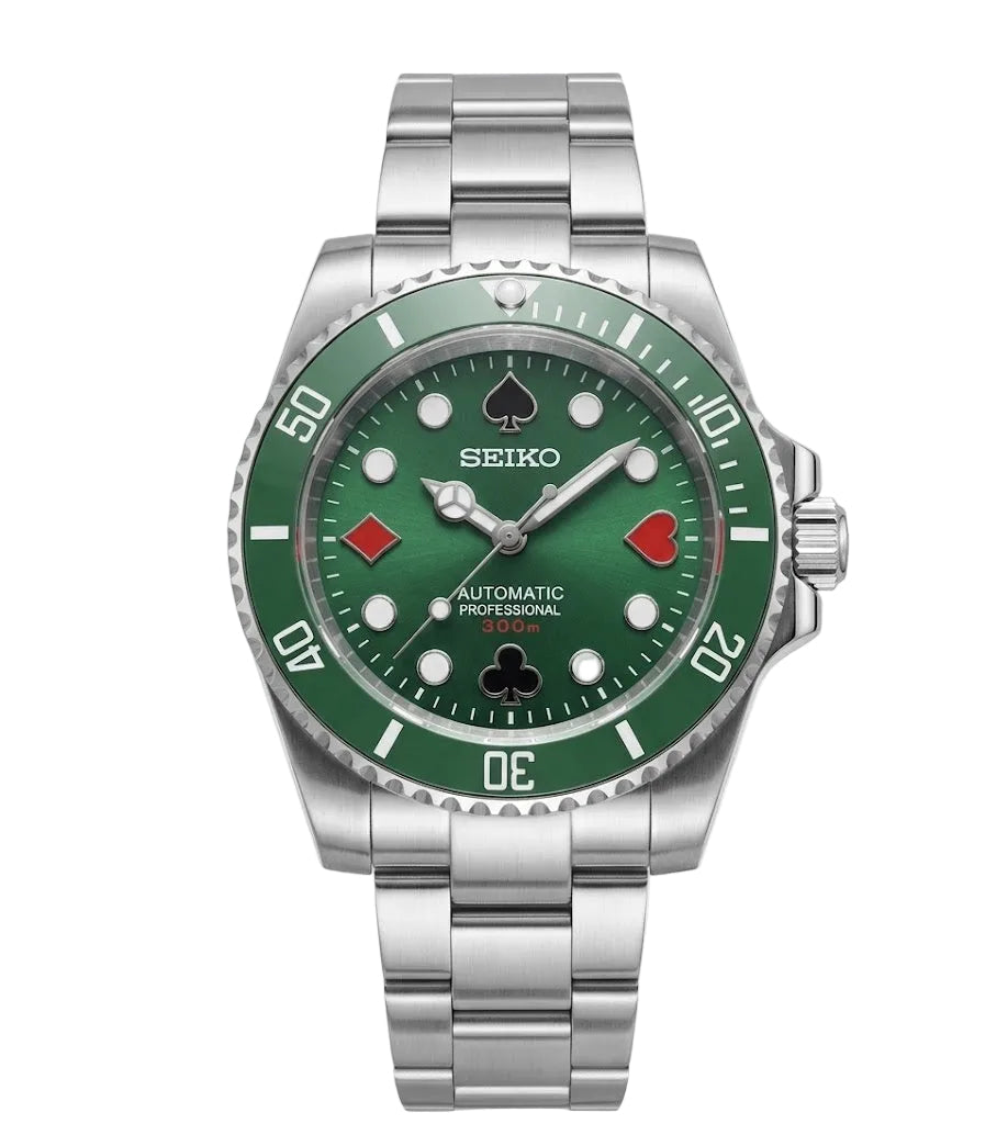 Sub-Diver "Card Master Green" con movimiento NH35, acero 316L y cristal zafiro | XP Watch Co.