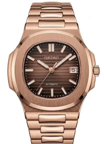 Nautic Mod "Rose Gold Chocolate" - Reloj personalizado con movimiento automático NH35 y cristal de zafiro | XP Watch Co.